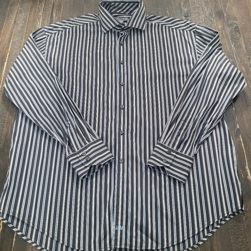 Johnston & Murphy Striped Button Down Long Sleeve Formal Shirt Mens Size XL